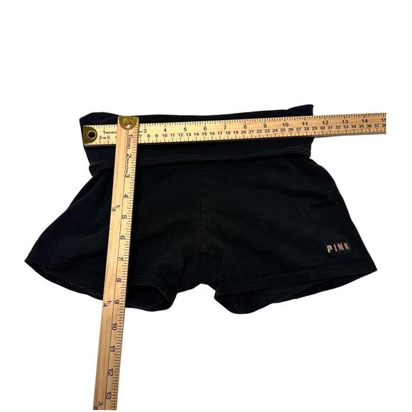 PINK Victorias Secret Fold Over Mini Black Low Rise Cotton Shorts Size XS - Picture 3 of 5